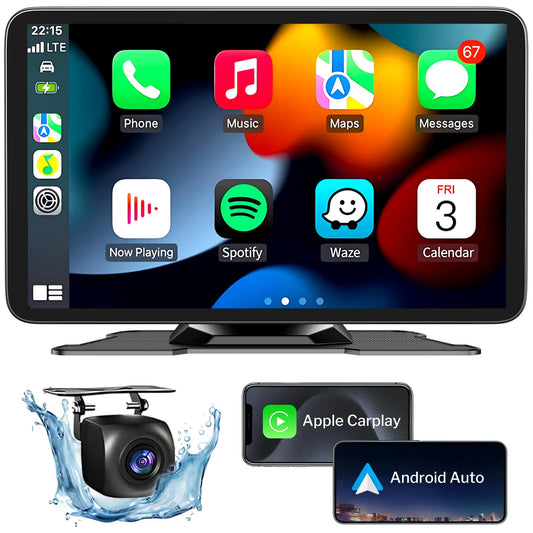 Goodies | Wireless Carplay Screen for Car, 7" HD Portable Car Stereo Touch Screen with CarPlay and Android Auto, Backup Camera, Car Audio Receivers with Mirror Link/Bluetooth/Navigation/Voice Control